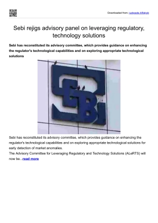 Sebi rejigs advisory panel on leveraging regulatory, technology solutions