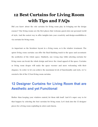 12 Best Curtains for Living Room with Tips and FAQs