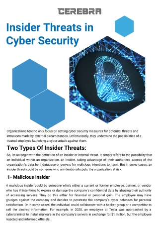 Insider Threats in Cyber Security