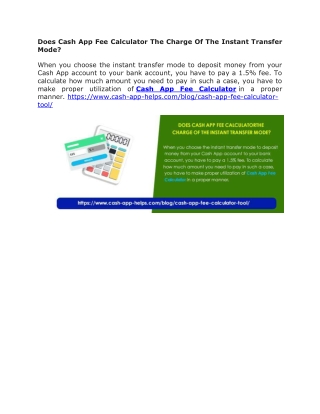 Does Cash App Fee Calculator The Charge Of The Instant Transfer Mode