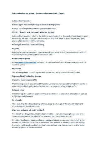 Outbound call center software | automated outbound calls - Fonada