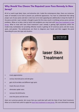 Why Should You Choose The Reputed Laser Face Remedy In New Jersey