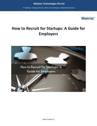 How to Recruit for Startups - A Guid for Employers- Maintec