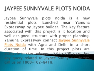 Jaypee Sunnyvale Plots Noida