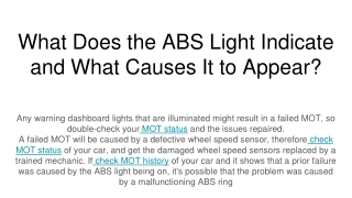 What Does the ABS Light Indicate and What Causes It to Appear_