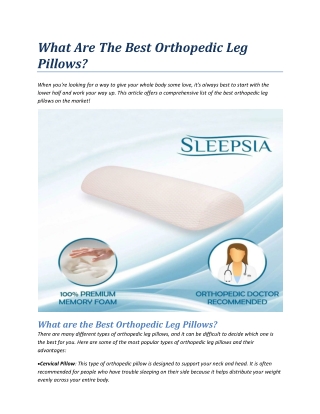 What Are The Best Orthopedic Leg Pillows?