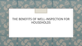 The Benefits of Well-Inspection for Households