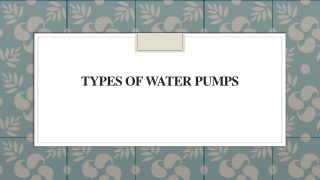 Types of Water Pumps