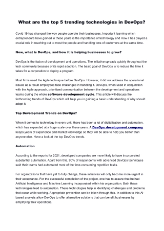What Are The Top 5 Trending Technologies In DevOps?