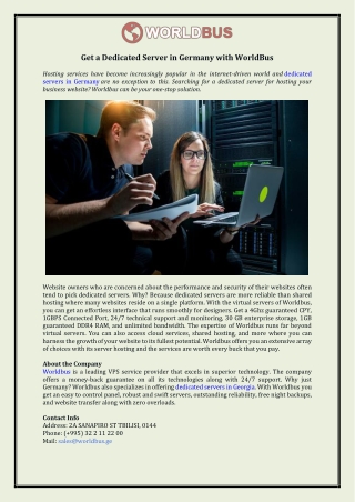 Get a Dedicated Server in Germany with WorldBus