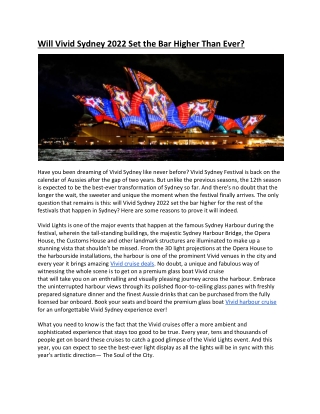 Will Vivid Sydney 2022 Set the Bar Higher Than Ever?
