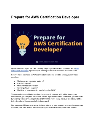 Prepare for AWS Certification Developer