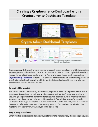 Creating a Cryptocurrency Dashboard with a Cryptocurrency Dashboard Template