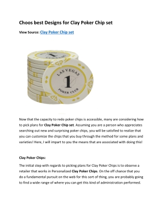 Choos best Designs for Clay Poker Chip set