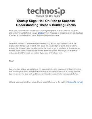 Startup Saga_ Hail On Ride to Success Understanding These 5 Building Blocks