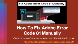 How To Fix Adobe Error Code 81 Manually - Quick Solution  1-800-385-7116