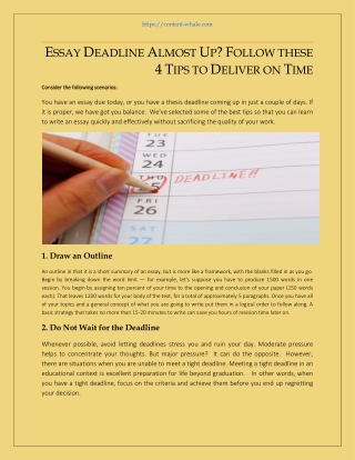 Essay Deadline Almost Up Follow these 4 Tips to Deliver on Time