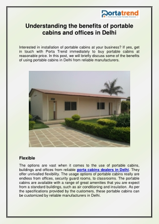 Porta Cabins Dealers in Delhi