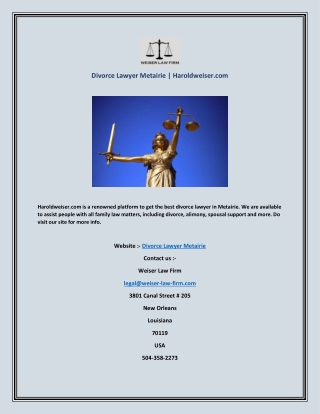 Divorce Lawyer Metairie | Haroldweiser.com