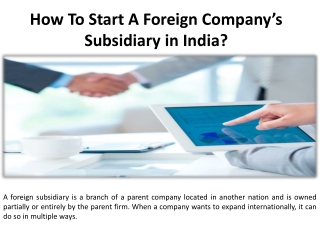 How Do I Establish A Foreign Company's Indian Subsidiary