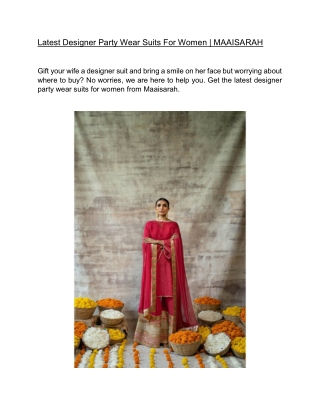 Latest Designer Party Wear Suits For Women | MAAISARAH