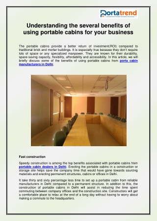 Portable Cabins Dealers in Delhi