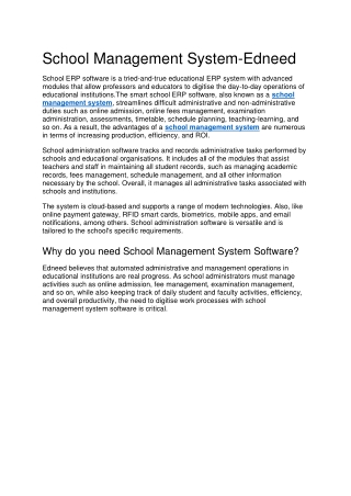 School Management System-Edneed