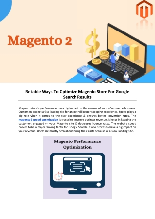 Reliable Ways To Optimize Magento Store For Google Search Results