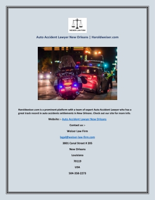 Auto Accident Lawyer New Orleans | Haroldweiser.com