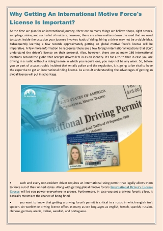 Why Getting An International Motive Force's License Is Important