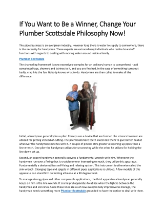 If You Want to Be a Winner, Change Your Plumber Scottsdale Philosophy Now!
