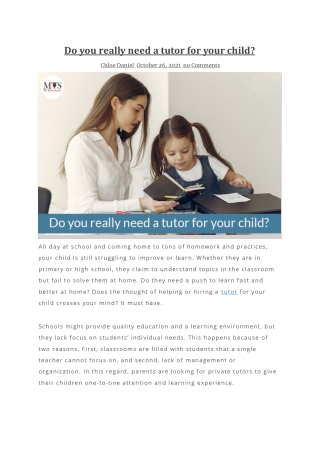 Do you really need a tutor for your child