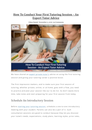 How To Conduct Your First Tutoring Session