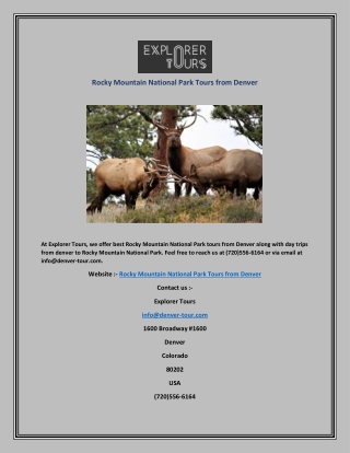 Rocky Mountain National Park Tours from Denver