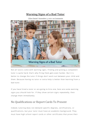 Warning Signs of a Bad Tutor