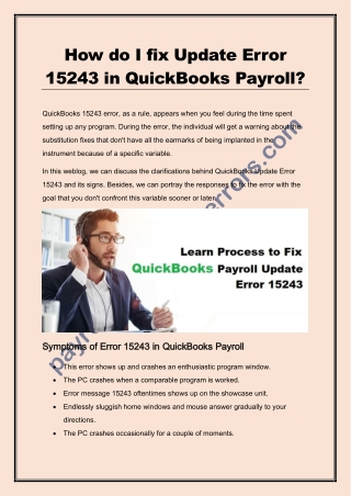 Why am I getting an Update error 15243 in QuickBooks?