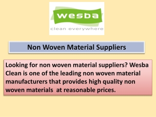 Non Woven Material Suppliers