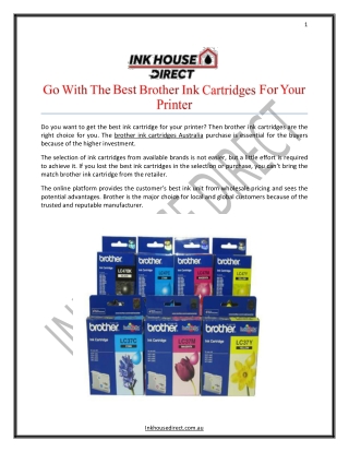 Go With The Best Brother Ink Cartridges For Your Printer