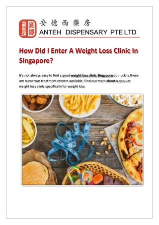 How Did I Enter A Weight Loss Clinic In Singapore?