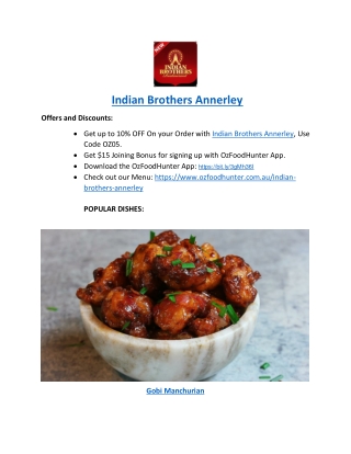 Indian Brothers Annerley Takeaway Menu, QLD – 10% Off