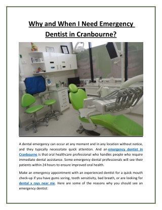 Why and When I Need Emergency Dentist in Cranbourne