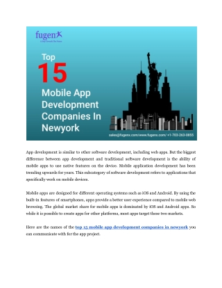 Top 15 Mobile App Development Companies In Newyork