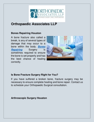 Bones Repairing Houston In Texas