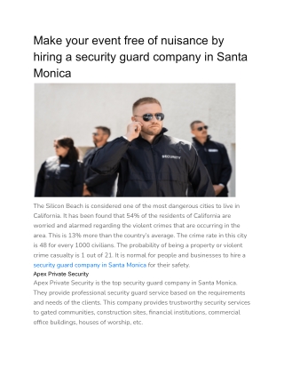 Make your event free of nuisance by hiring a security guard company in Santa Monica