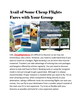 Avail of Some Cheap Flights Fares with Your Group