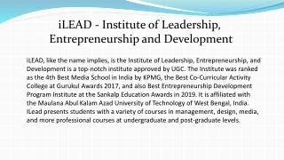 iLEAD - Institute of Leadership, Entrepreneurship and Development
