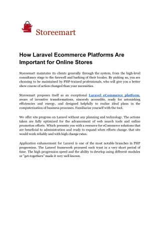 How Laravel Ecommerce Platforms Are Important for Online Stores