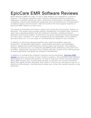EpicCare EMR Software Reviews