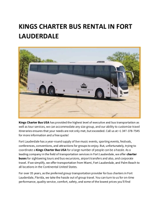 KINGS CHARTER BUS RENTAL IN FORT LAUDERDALE