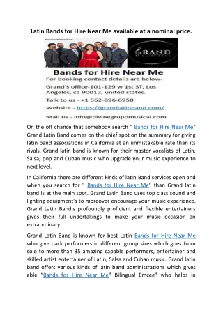 Bands for Hire Near Me